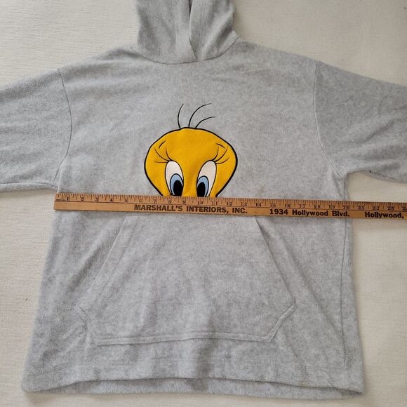 Vtg Looney Tunes Sweatshirt Sz M Womens Tweety Bird Hoodie 90s Retro Y2K Cartoon - Picture 10 of 16